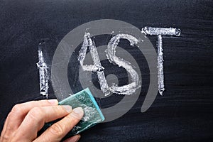 Hand Erasing Past Word From Blackboard