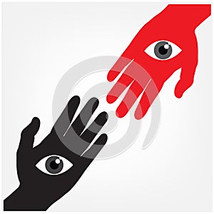 Hand with the eye,vision concept