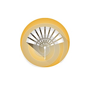 Hand Fan Icon Chinese Paper Souvenir Or Accesory Symbol