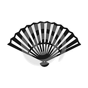 Hand fan icon isolated on white background, Japanese and Chinese folding fan, Traditional Asian paper geisha fan. Vector