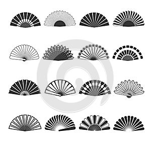 Hand fan vector icons