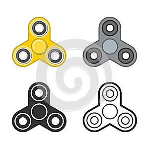 Hand fidget spinner vector color and line icons