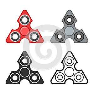 Hand fidget spinner vector color and line icons