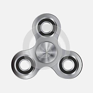 Hand fidget steel metallic spinner toy vector background