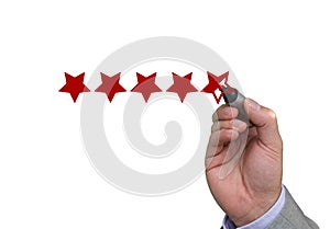 Hand filling out fifth star of performance rating