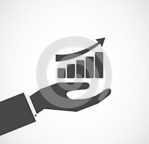 Hand with finance diagram icon
