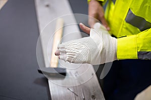 Hand And Finger Bandage After Hammer Accident