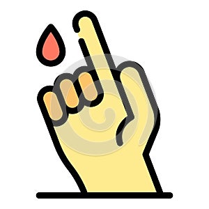 Hand finger blood icon color outline vector