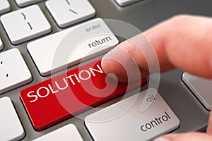 Hand Finger Press Solution Key. 3D.