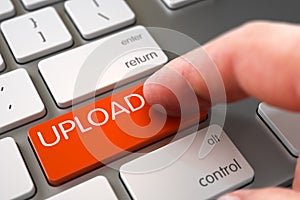 Hand Finger Press Upload Key. 3D.