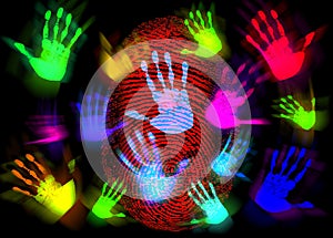 Hand Finger Print Colorful