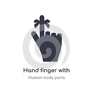 hand finger with a ribbon outline icon. isolated line vector illustration from human body parts collection. editable thin stroke