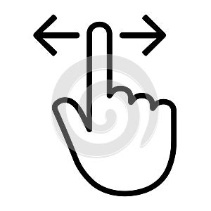 Hand with finger swiping or swipe right and left gesture line icon - vector photo