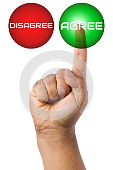 Hand Finger Touching Agree Button Futuristic