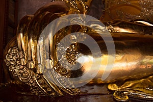 Hand and Fingers on Knee of Golden Buddha Statue