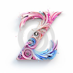Abstract Floral 3d Lgico: Innovative Design Of The Letter Z With Subtle Color And Energy-filled Illustrations photo