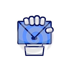 Hand fist holding email mail envelope icon sign symbol vector