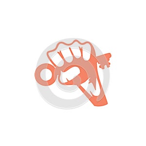 Hand fist key to success symbol vector