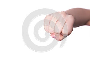 Hand fist punch isolated white background