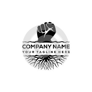 Hand fist and root logo design inspiration - Rebel logo design inspiration