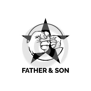 Hand, fist, star, father and son logo design inspiration