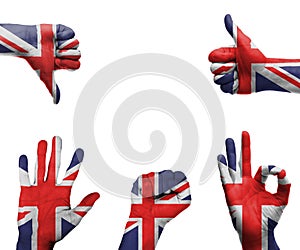 Hand with the flag of the UK