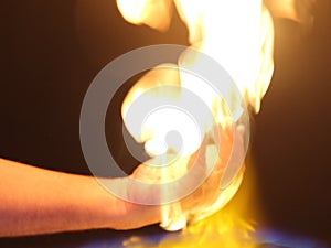 Hand flames fire heat fingers burn burn burn nail tight photo