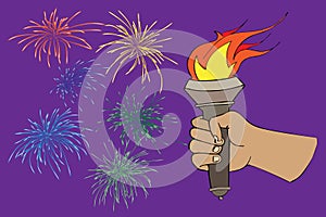 Hand with flaming torch