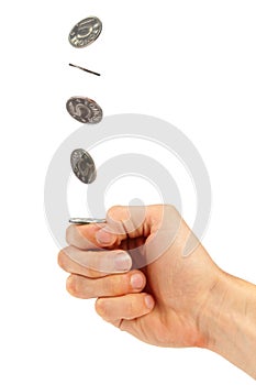 Hand flipping a coin