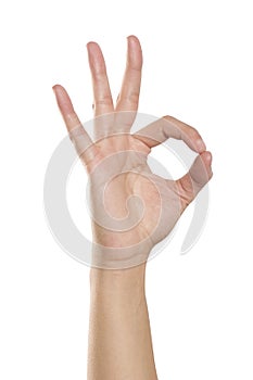 Hand forming A-OK sign