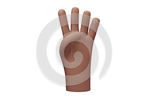 Hand with four fingers raised. 3d hand gesture symbol.