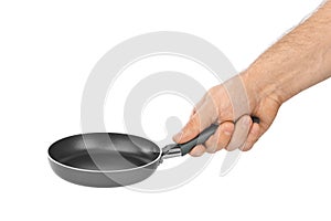 Hand with frying pan