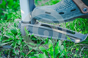 Hand garden tools for pulling weeds from the lawn