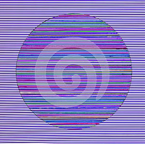 A hand gel pen coloured circle on a blue printed background.