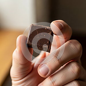 A hand gently holds a small,