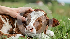 The calf resting peacefully.AI generated image