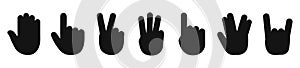 Hand gesticulate symbol set icon, collection different hand gesticulate signs â€“ vector