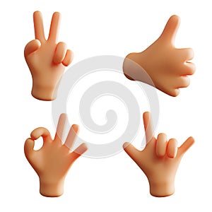 Hand Gesture Cute 3D Rendering Fist Metal Rock Pack