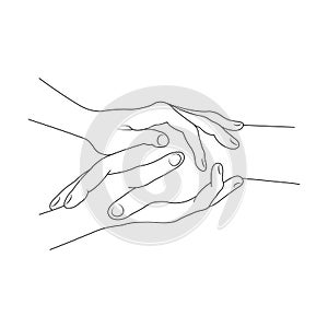 The hand gesture is drawn in a minimalist style. Concept of helping a neighbor or someone in need