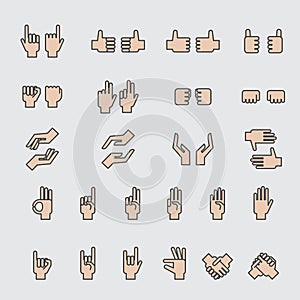 Hand gesture element icon set