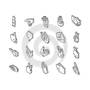 Hand Gesture And Gesticulate isometric icons set vector