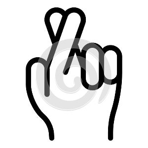 Hand gesture good luck icon, outline style