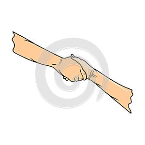 hand gesture helps pull up vector illustration