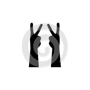 Hand gesture icon set. Victory hand symbol. Peace sign vector illustration.