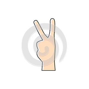 Hand gesture icon. Victory hand symbol. Peace sign vector illustration.