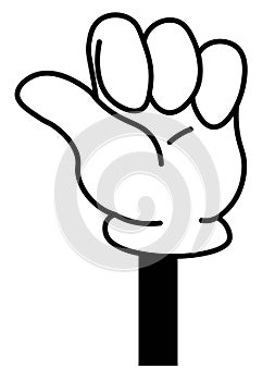 Hand gesture, isolated clenched fist cartoon art