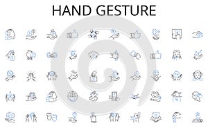 Hand gesture line icons collection. Disruption, Innovation, Transformation, Revolution, Connectivity, Imagination photo