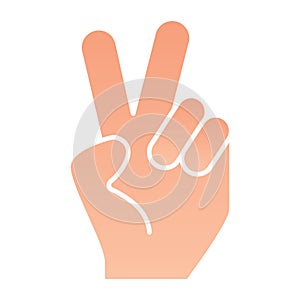 Hand gesture peace flat icon. Hand with two fingers up vector illustration isolated on white. Peace sign gradient style