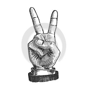 Hand Gesture Peace Symbol Two Finger Up Vector