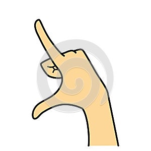 Hand gesture, pinch out, indicating, pointing, illustration